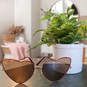 Women's Heart Shaped Sunglasses Red Rims